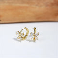 Sweet Fashion Bow Jewelry Elegant Zircon Temperament Exquisite Crystal Copper Earrings Women's Accessories