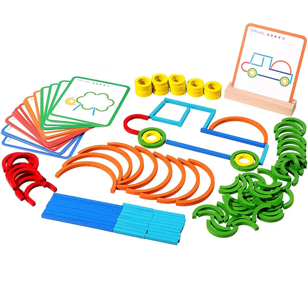 Creative Sticks Rings Puzzle Matching Puzzle Toys Preschoolers Intelligence Learning Educational Toys for Motor Skills