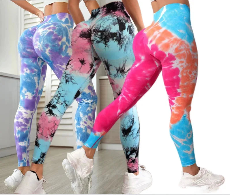 100+Color Tie Dye Seamless Leggings Butt Lifting Soft Workout Tights With Marble Print Scrunch Butt Yoga Pants