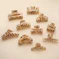 Korean Geometric Retro Check Hair Clip Claw Girls Large Simple Hollow Shark Hair Clip Female Elegant Acetate Hair Claw Clips