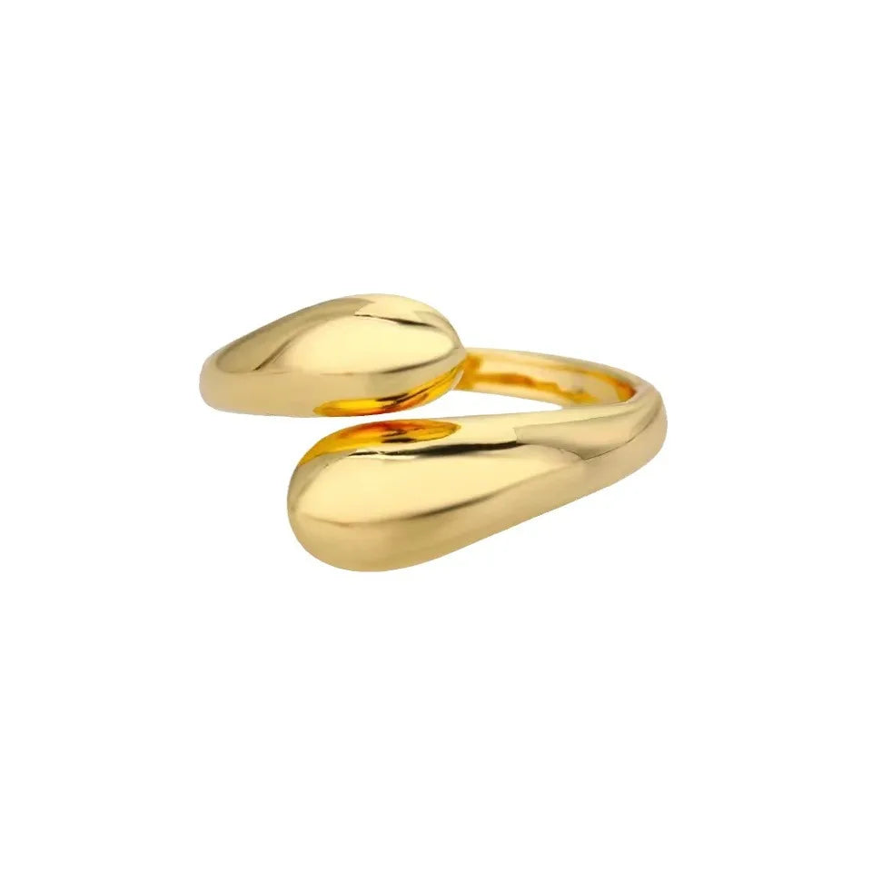 Alloy Smooth Double Ball Beads Rings for Woman Open Gold Color Geometric Wedding Couple Rings Aesthetic Jewelry Gift