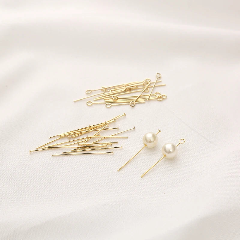 Stylish Designer Pins 18K Gold Plating Brass Partysu Jewelry Raw Materials Factory Outlet T Type Flat Pins for Jewelry Making