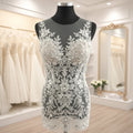 W021 New Arrival  Designer  Body Rhinestone Panel Applique Sewing on Mesh for Lace Fabric on Wedding