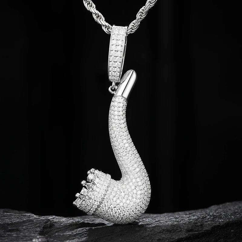 New Arrivals High Quality White Gold 925 Sterling Silver VVS Moissanite Diamond Iced Out Tobacco Pipe Pendant for Man