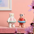 Modern Room Cute White Home Decoration Resin Bear Animal Figurine Beach Theme Party Decor Statue