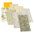 8pcs/lot Soft Eco-Friendly Yellow Floral Printed Cotton Quilting Fabric Square Bundles Precut Patchworks Home Hand Sewing DIY