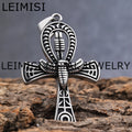 Ancient Egypt Symbols Ankh Cross Pendant Stainless Steel Egyptian Key of Life Necklace Religious Jewelry