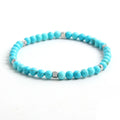 New Fashion 4MM Gemstone Beads Elastic Stainless Steel Charm Bracelet Natural Stone Turquoise Tiger Eye Bracelet With Card