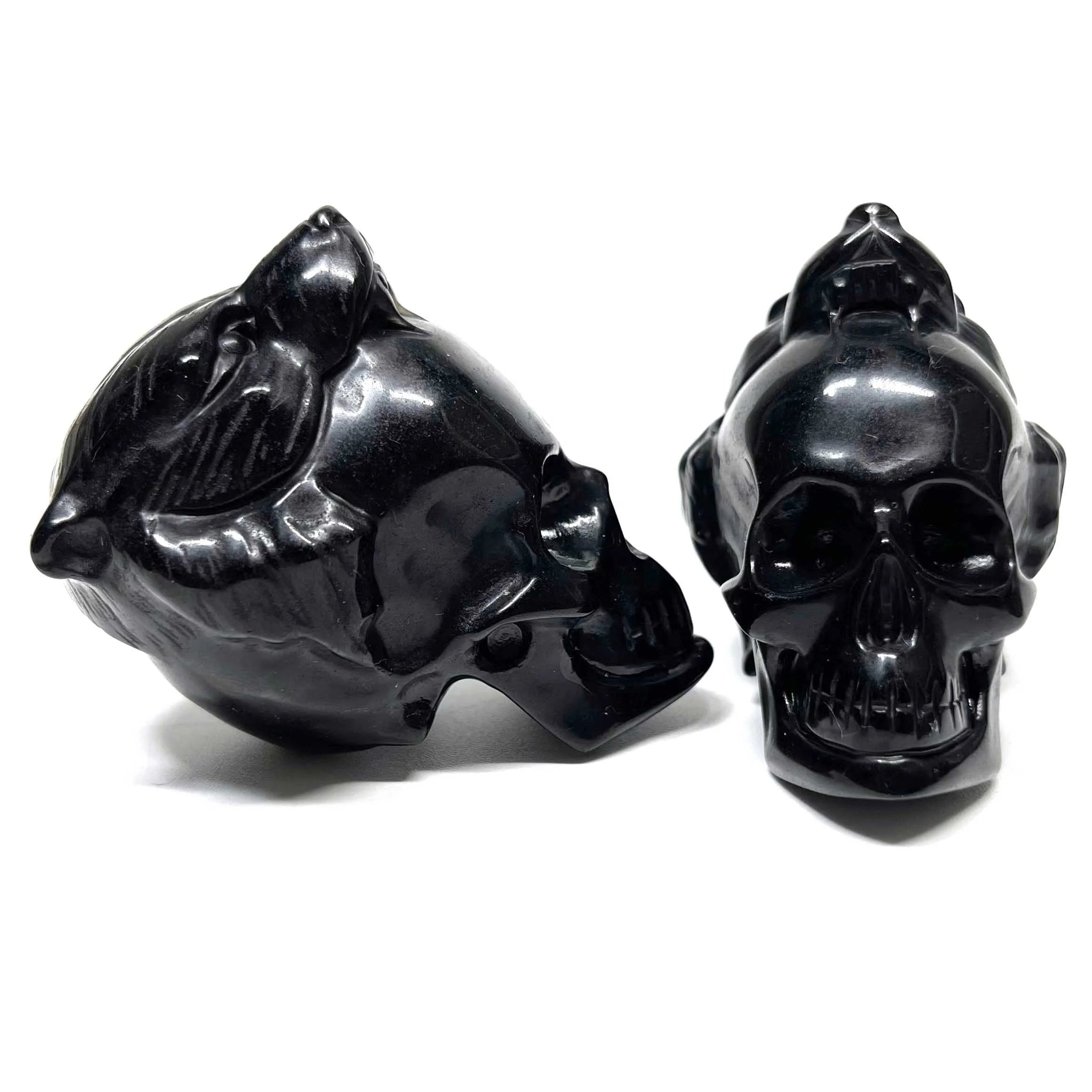 Wholesale Natural Obsidian Crystal Hand Crafted Lion Skulls for Meditation Home Decoration