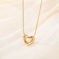 Wholesale Waterproof Korean Luxury Stainless Steel 18k Gold Plated Snake Bone Chain Heart Pendant Necklace