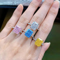 Hot Selling Engagement Wedding Rings Sterling 925 Silver Ring with Big Colorful Stone Custom Jewelry Women Bridal