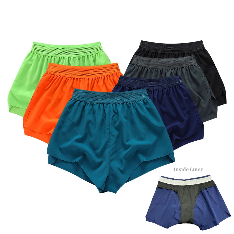 Marathon Running Inside Liner Shorts Lightweight Quick-drying Breathable Men's Fitness Training Three-point Pants Shorts