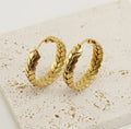 BM Eco-friendly 18K Gold Plated Stainless Steel Hoop Earrings Trendy Wheat Design