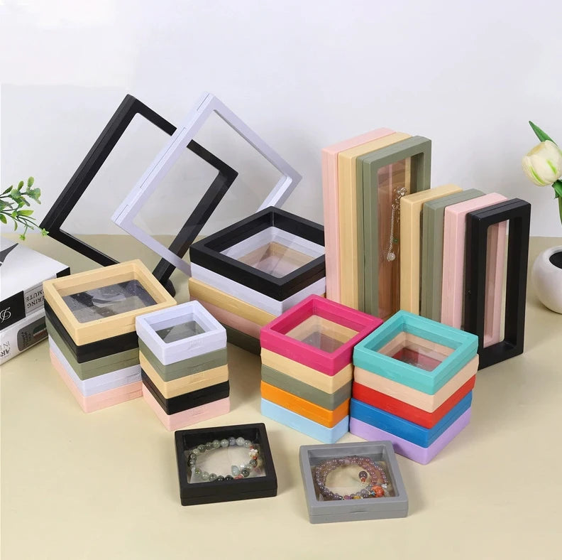 Suspension Box PE Transparent Film Anti Oxidation Packaging Box Rectangular Necklace Bracelet Pendant Ring Display Box