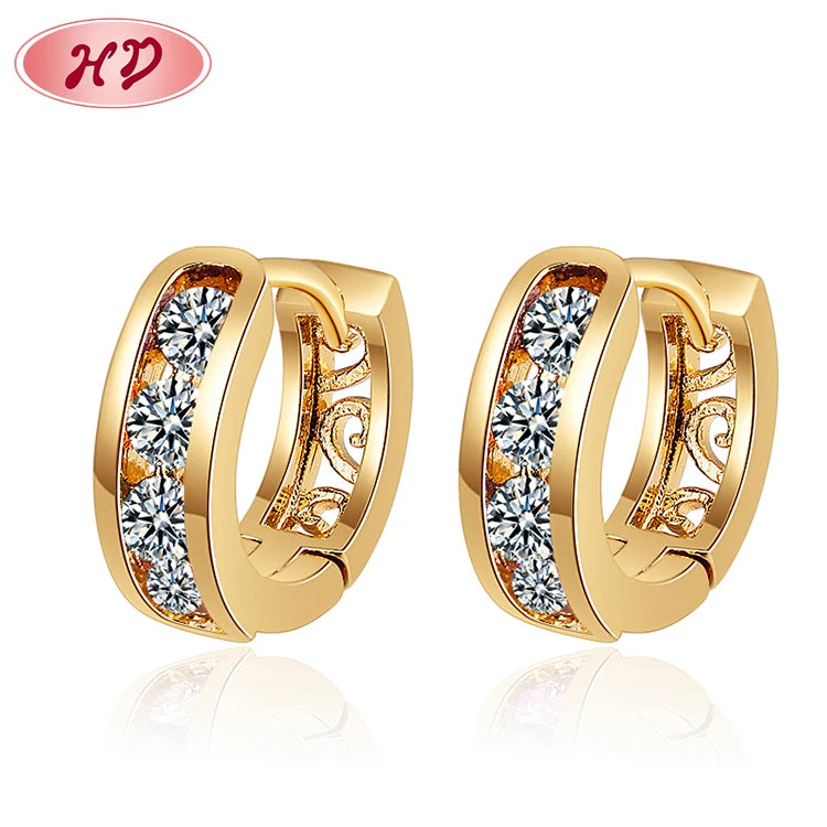 Custom Cheap Jewelry Manufacture Supplies Delicate Cubic Zirconia Mini Ear huggies Earrings for Women