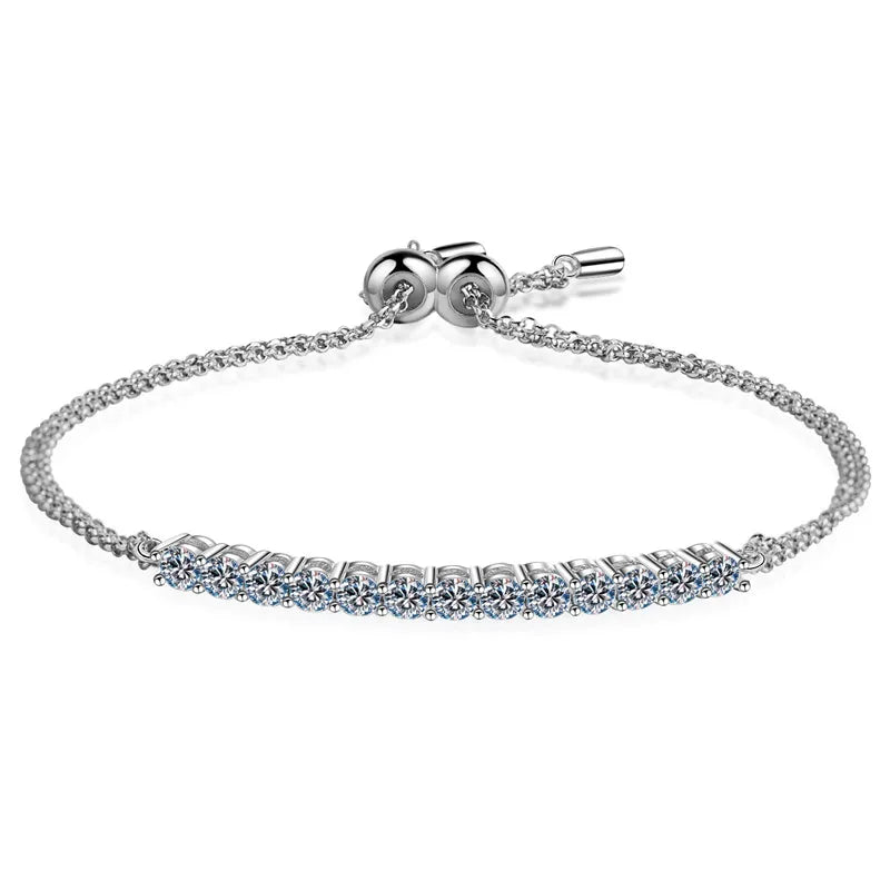 925 Sterling Silver Tennis Bracelet D Color Vvs1 Moissanite Diamond Adjustable Bracelets Wholesale Fine Jewelry