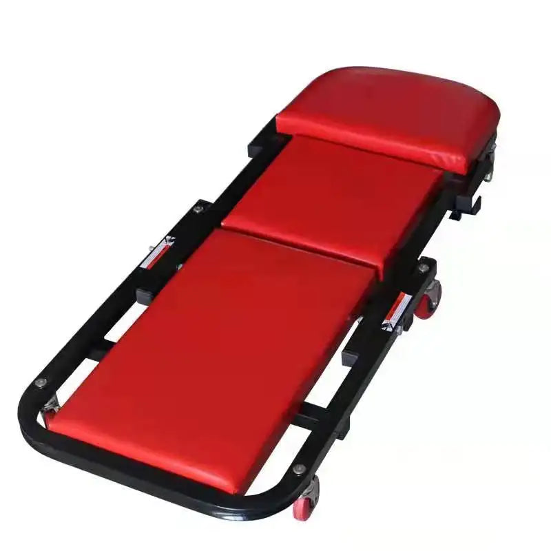 40" Manual Foldable Z-Creeper Seat Rolling Chair with Steel Pipe + PVC for Car Repair Garage