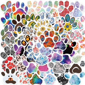 50Pcs Colorful Art Paw Prints Graffiti Stickers for Book Wall Decor Floral Cat Dog Paws Sticker
