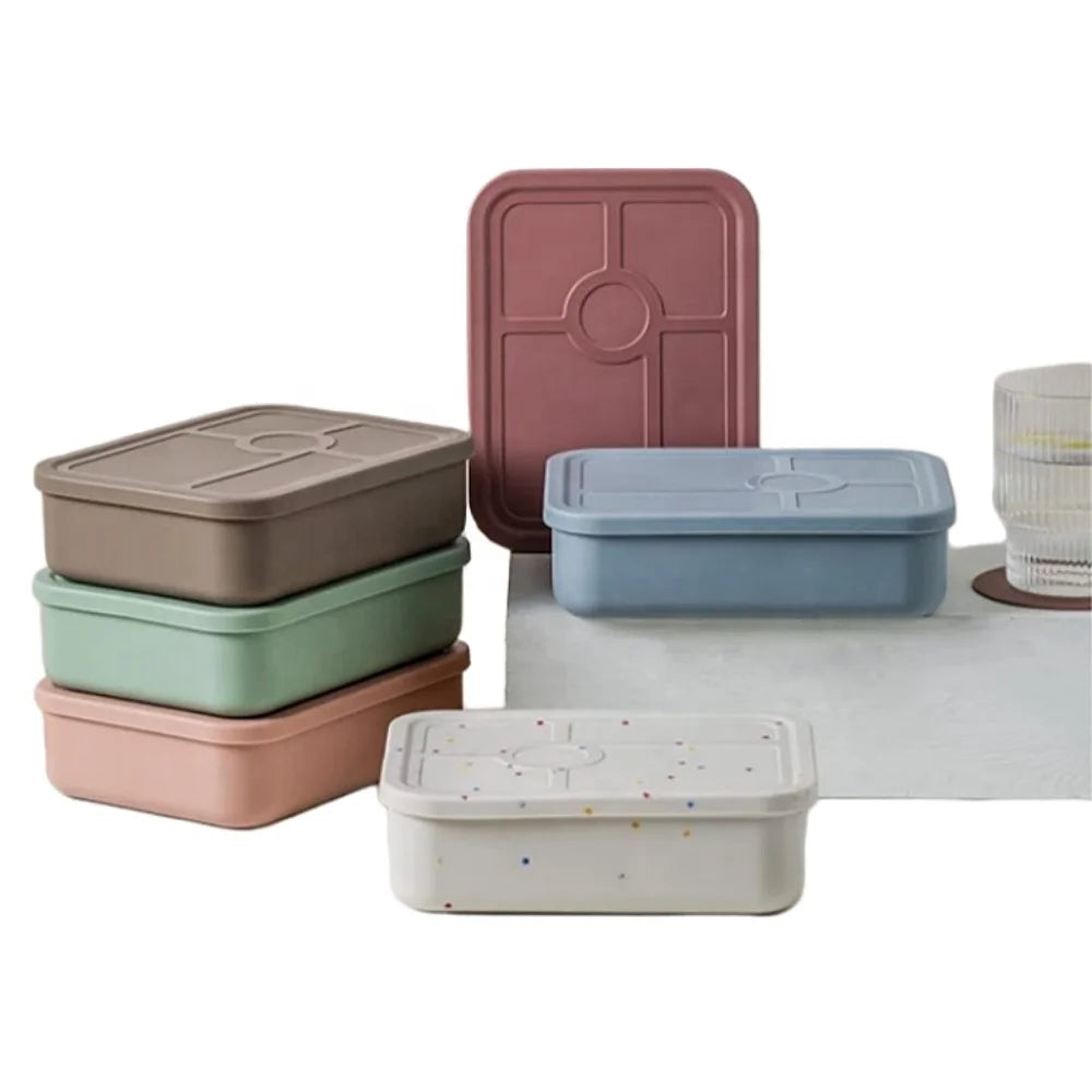 Portable Leakproof Silicone Bento Lunch Box BPA Free Food Container Microwave Safe Silicone Bento Box