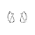 925 Sterling Silver Geometry Hoop Earrings Temperament Simple Inlaid for Women Wedding Jewelry Accessories