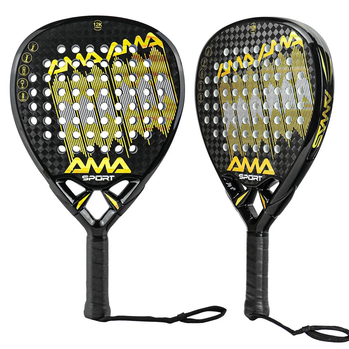AMA SPORT Amazing Design Custom Brand Diamond Shape Carbon Fiber 12K Padel Racket Tennis Racquet Professional CN Manufacturer
