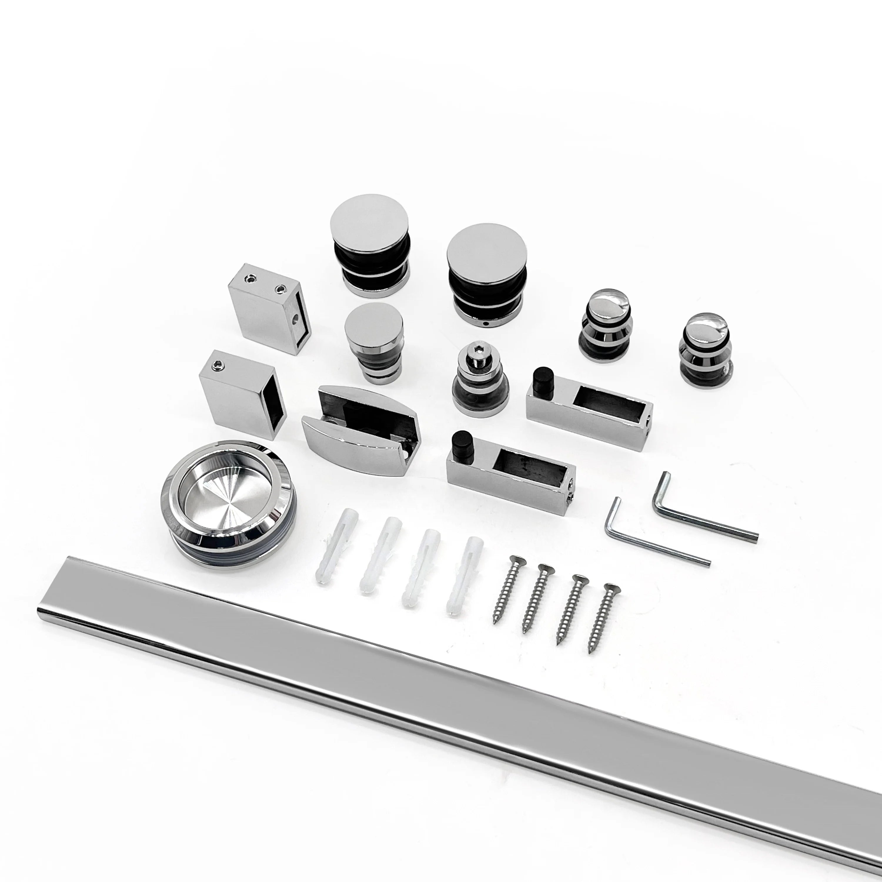 Stainless Steel 304 Shower Sliding Door System Accessories Hardware Set for Frameless Bathroom Glass Door