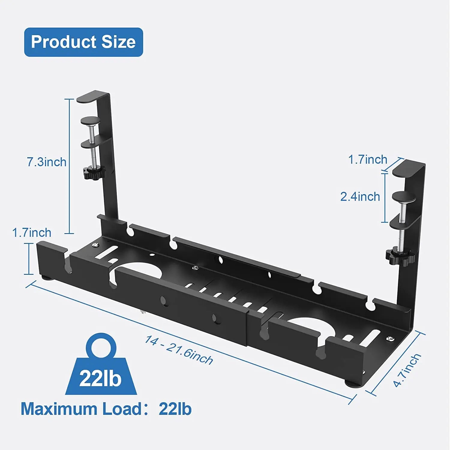 Retractable Wire Organizer for Desk No Drilling Under Desk Cable Management Tray
