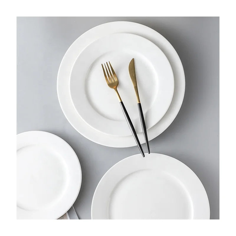 Customized High White Japanese Porcelain Dinner Plates Set Creative Vintage Design for Household and Hotels