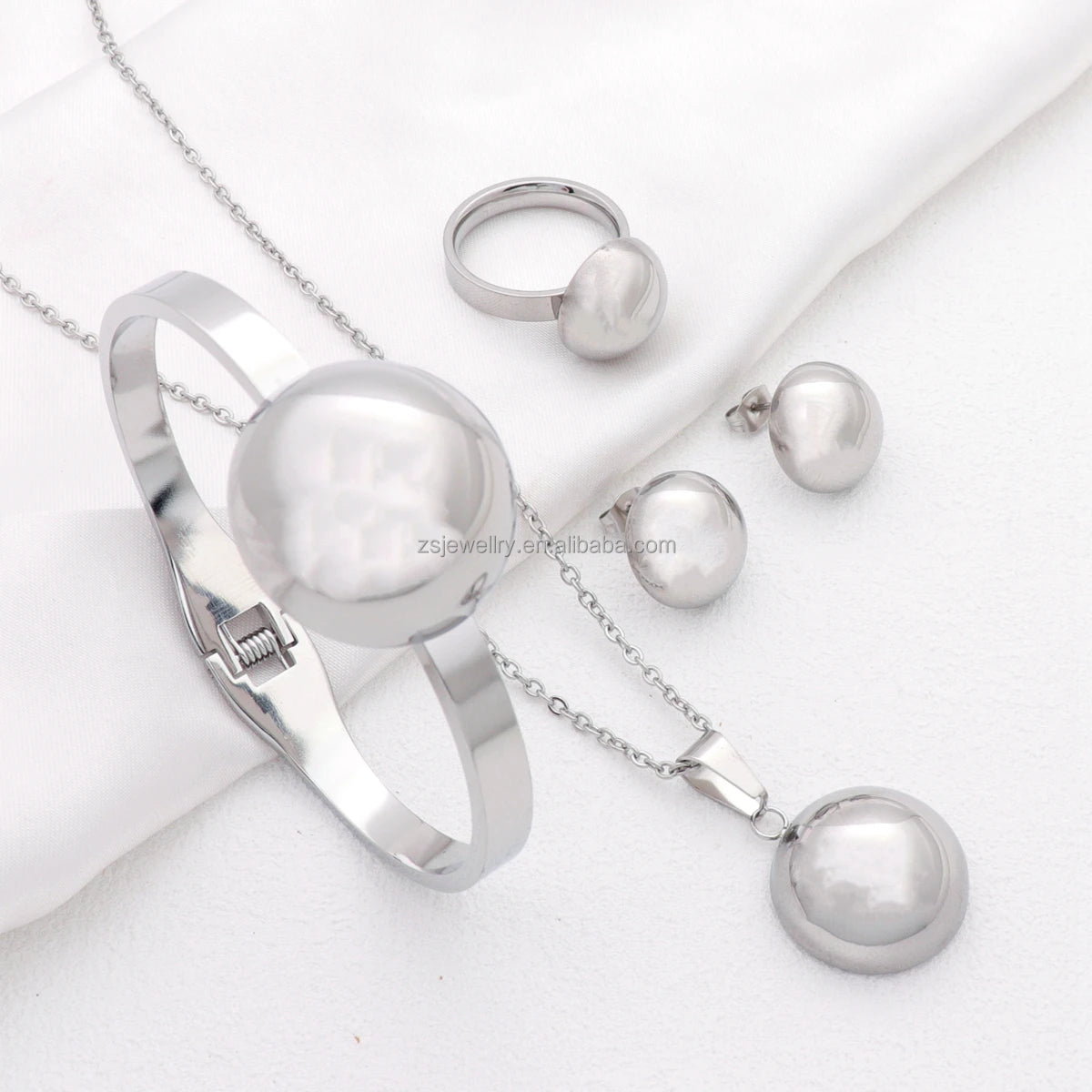 Trendy Long Plated Silver Stainless Steel Jewelry Love Cute Geometric Stone Color Gemstone Bracelet Design Sets