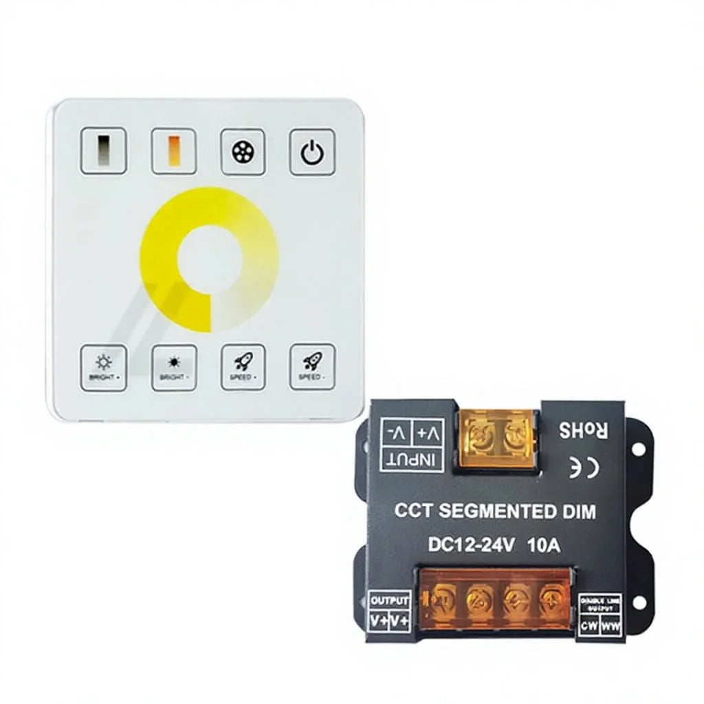 Wireless 2.4GHz RF CCT LED Strip Light Controller DC 12V/24V 10A 240W 86 Sty Touch Panel Remote Control Dual Color Switch Dimmer