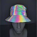 Custom logo Personality Fashion Hip Hop Street Style High Visibility rainbow Reflective Outdoor Activities Safety Bucket Hat