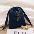 Recyclable Customized Logo Blue Velvet Pouch for Cosmetic Double Drawstring Pouch Super Soft Pouch for Packaging Gift