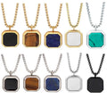 316L Stainless Steel Jewelry Wholesale Drop Glue Black Square Pendant Men's Fold Wear Necklace Long Sweater Chain Accessories