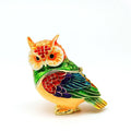 SHINNYGIFTS Colorful Metal Enamel Small Square Trinket Box Home Decorative Owl Jewelry Gift Box