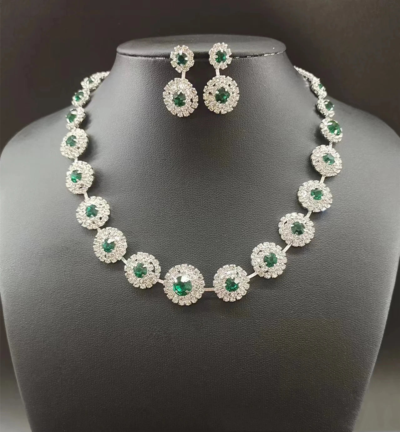 Wedding Jewelry Sets Choker Necklace Prom Costume Jewelry Set for Women Bride Crystal Necklace Earrings Set