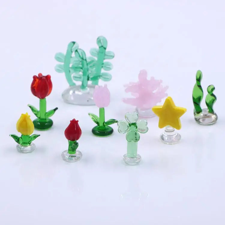 Wonderful Mixed Designs Miniature Glass Flower Sea Wave Figurine MegaBDM