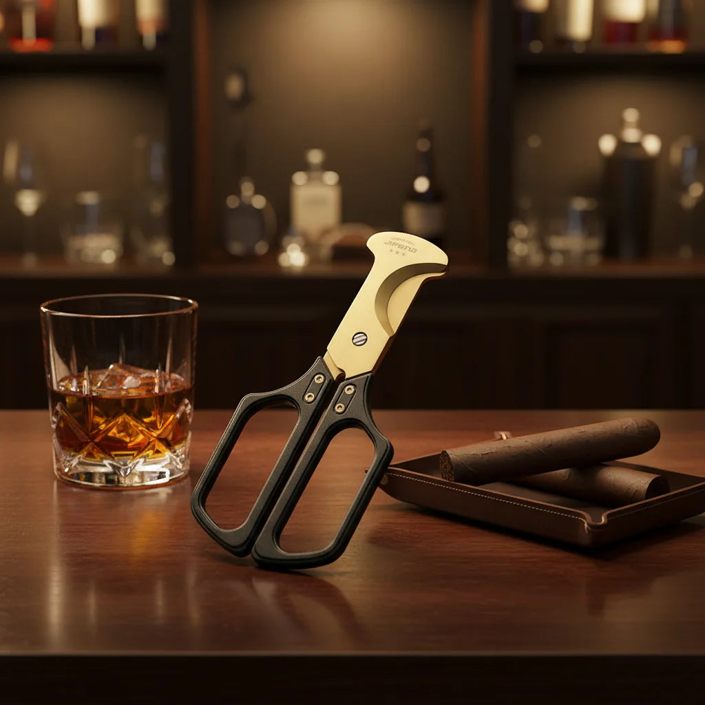 JIFENG JF-J69 Gift Box Titanium Coated Stainless Steel Double Blade Portable Sharp Blades Durable Custom Classic Cigar Scissors