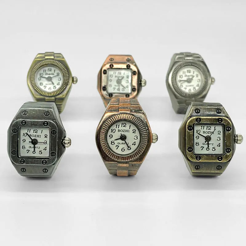 Hot Selling Casual Student Ring Accessories Statement Bronze Ring Jewelry Creative Bronze Quartz Watch Ring Gifts for Women