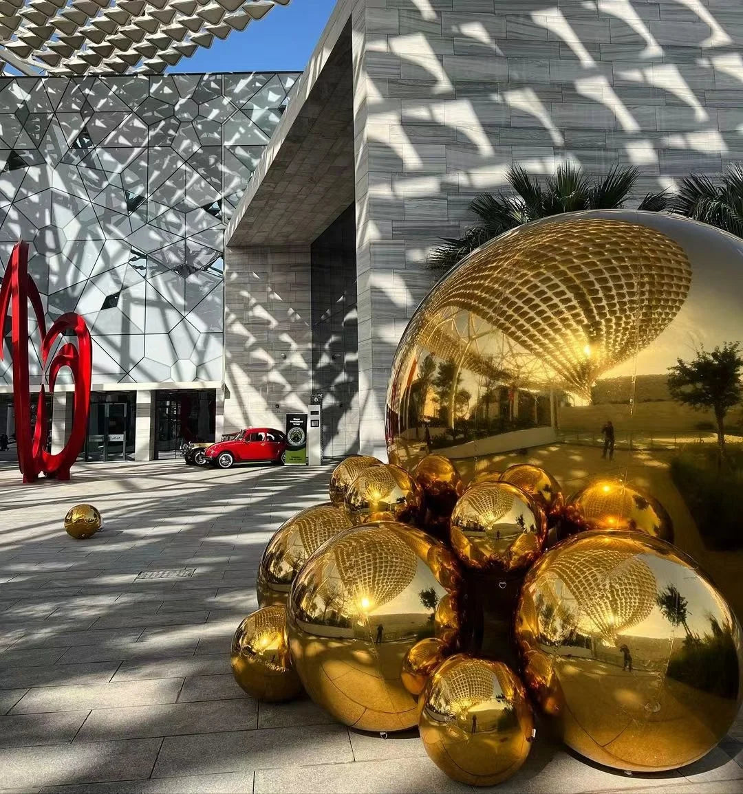 Gold New Colorful Double-Layer PVC Inflatable Mirror Ball Balloon Snow Globe Advertising Decoration with Tent Arch Features