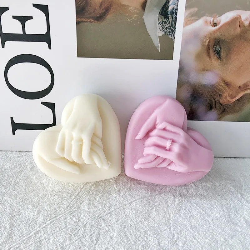 Heart Hand in Hand Candle Mold Gypsum Grinder Heart-Shaped Chocolate Wedding Cake Baking Silicone Mold