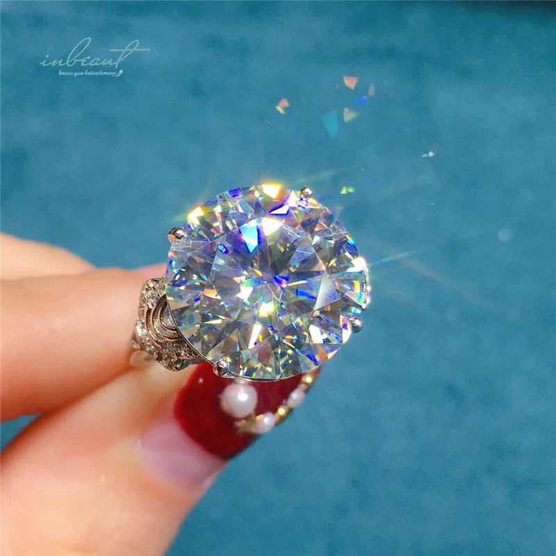 925 Silver 10 Ct Brilliant Cut Pass Diamond Test Top Quality Sparkling D Color Moissanite Wedding Ring Women Gift Fine Jewelry