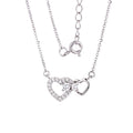 Fine Jewelry New Factory Supply 925 Sterling Silver Double Heart Rhinestone Heart Charm Necklace for Wife Girls Daughter