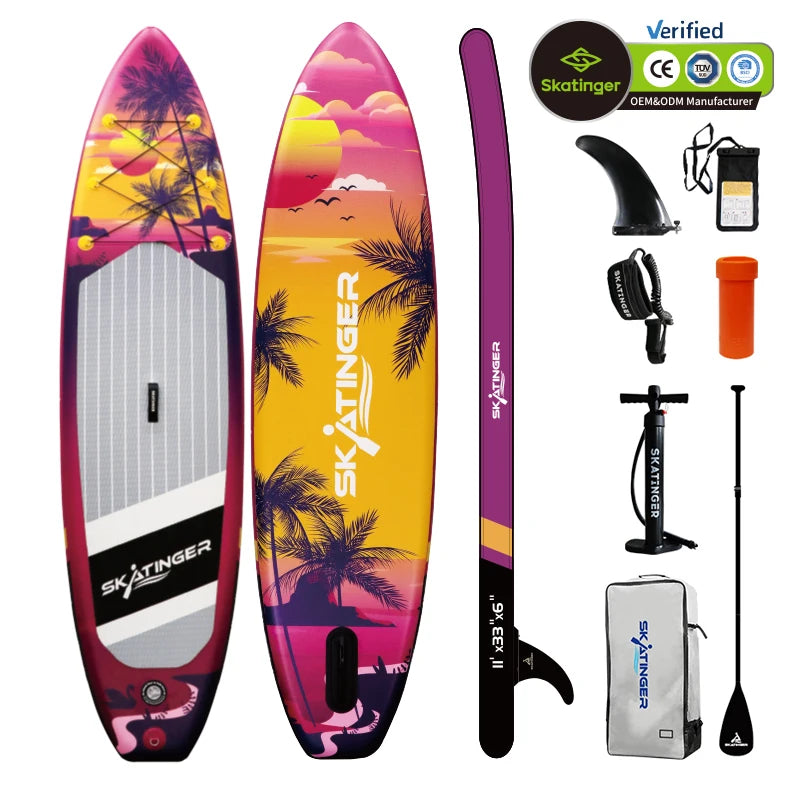 Skatinger Sunrise New Design Inflatable Stand-Up Paddle Surf Board for Waterplay and Surfing