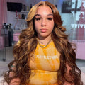 Frontal Lace Human Hair Wigs 360 Full Lace Ombre Hair for Black Women Highlight Pre Plucked Wholesale Body Wave Lace Front Wig