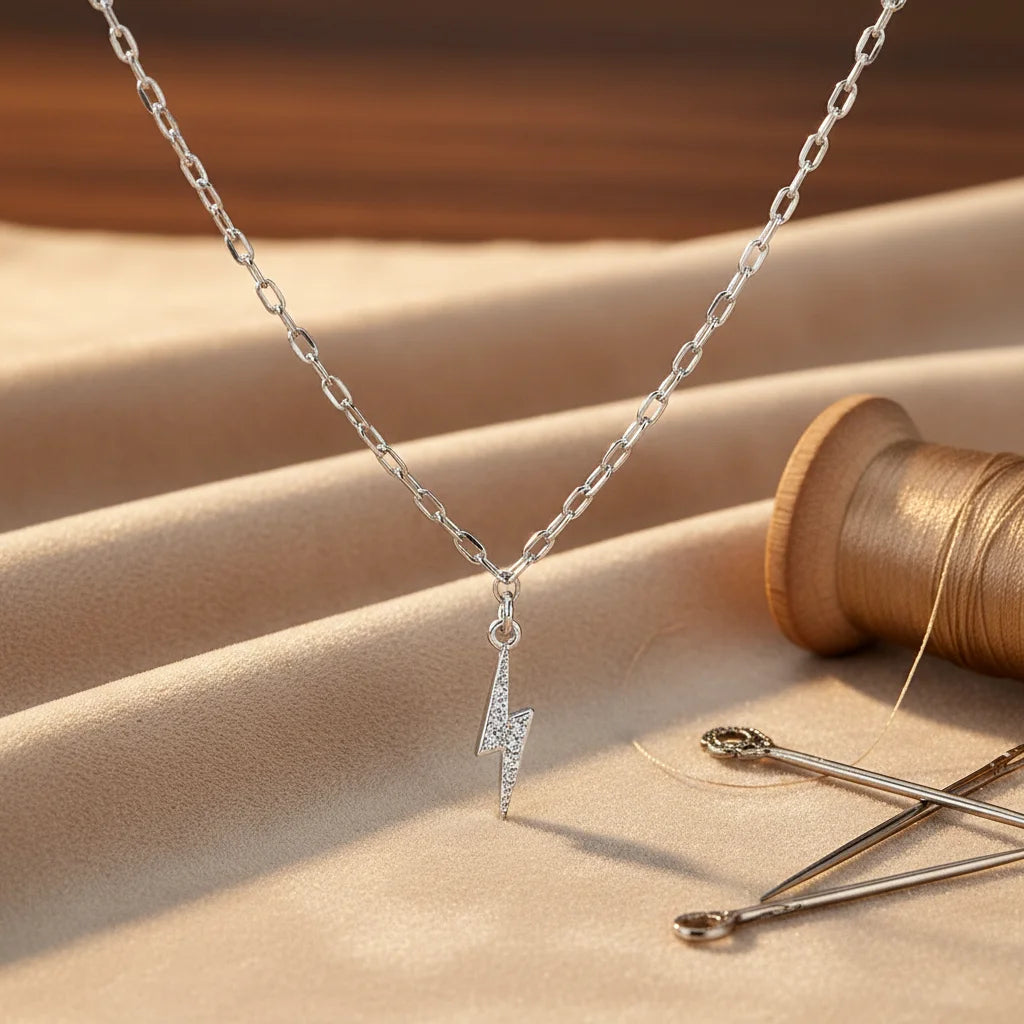925 Sterling Silver Jewelry Flash Pendant Necklace Wholesale Price Top Quality Jewelry Lightning for Women MegaBDM