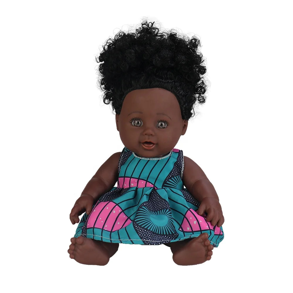 Wholesale Soft Toy Mini Toy Plastic Realistic African Doll Clothes 12 Inch Gift Black Baby Dolls Changeable Clothing for Kids