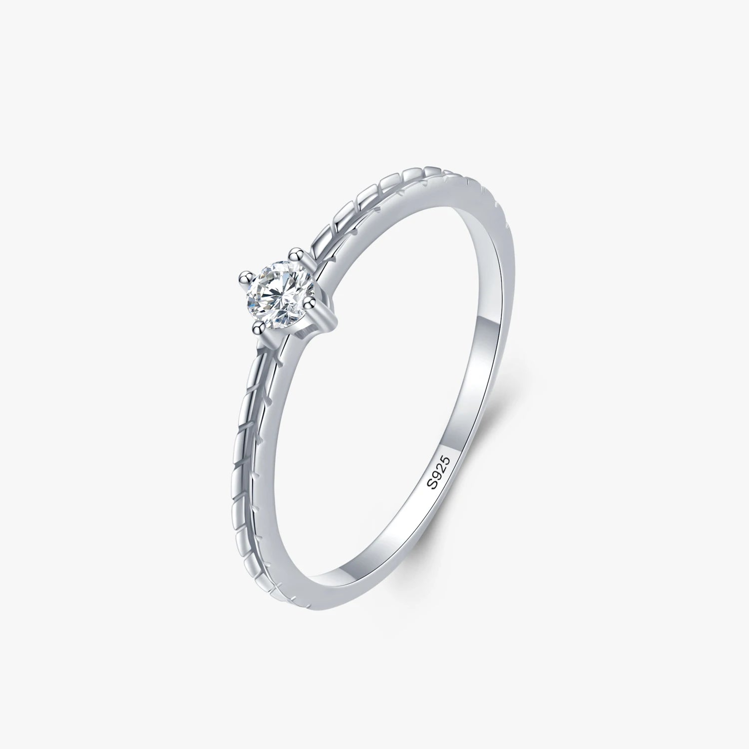 Ailmay Top Quality Rea 925 Sterling Silver Charm Clear Zircon Stackable Finger Ring for Women Wedding Engagement Jewelry