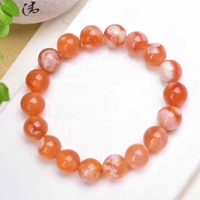 Sakura Cherry Blossom Flower Agate Crystal for Bracelet Cute Natural Quartz Bead Bracelets Weddings Anniversaries Gifts