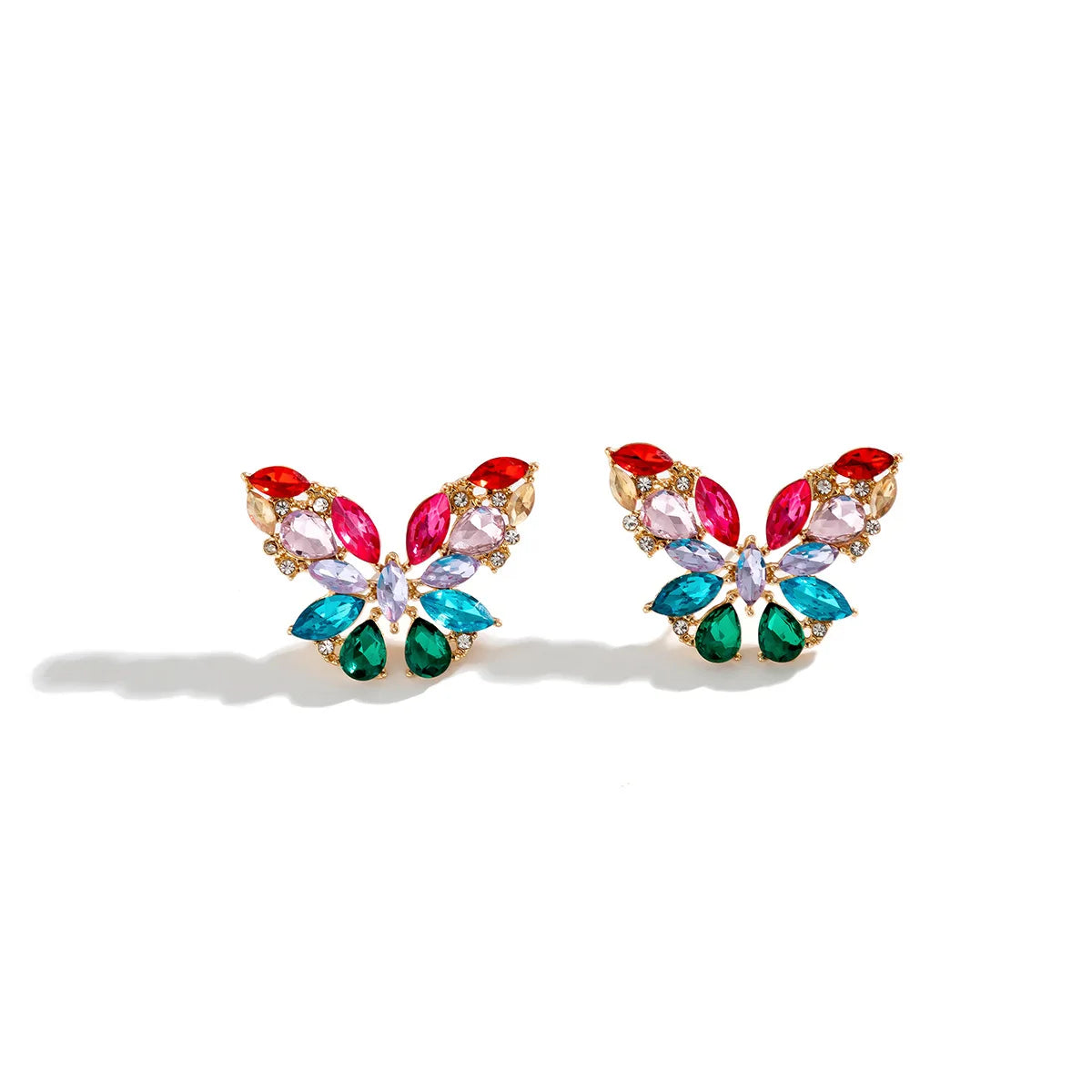 2023 Latest Design Fine Jewelry Earring Women Fashion Gold Colorful Zircon Butterfly Stud Earring Jewelry
