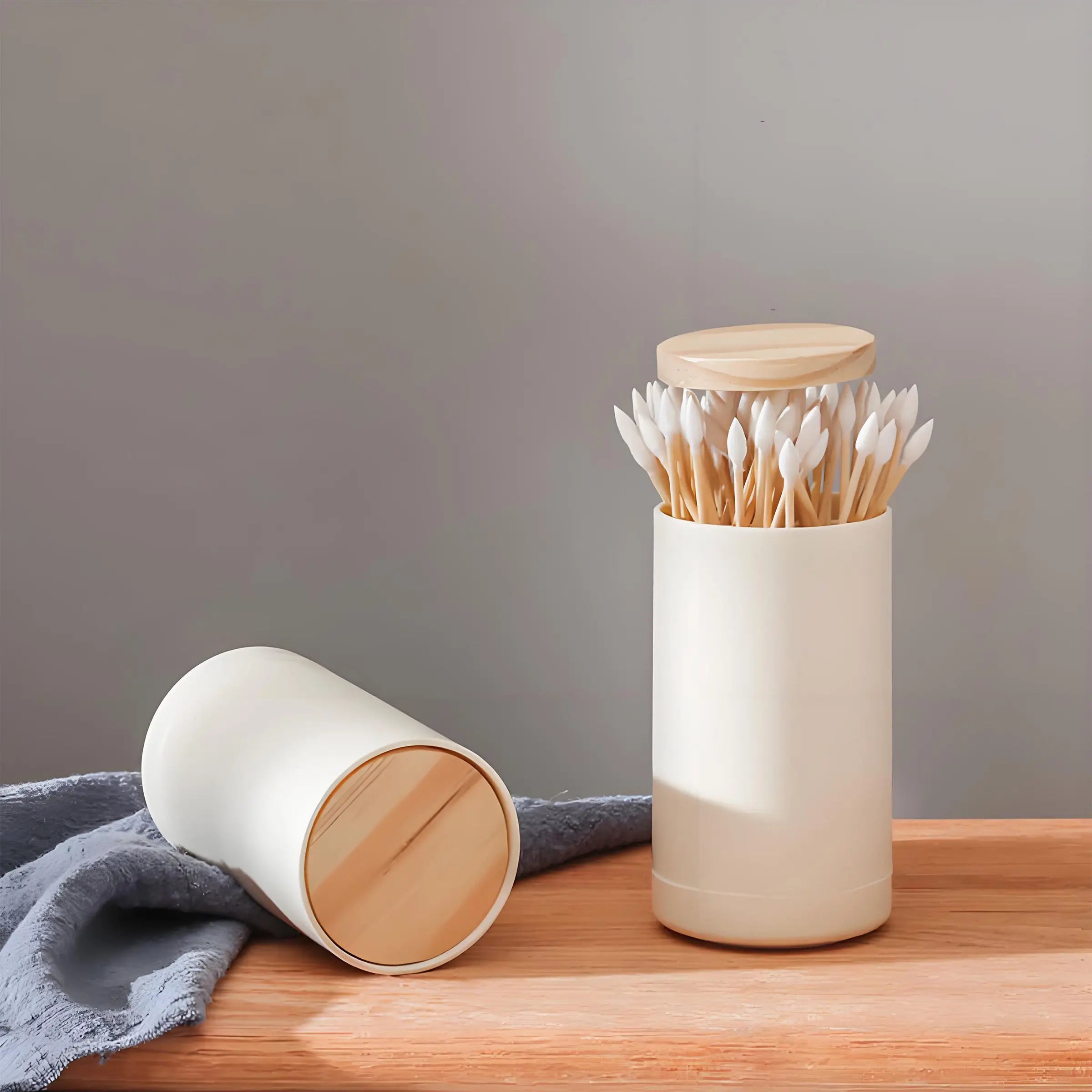 Innovative Nordic Style Automatic Toothpick Holder Stylish Wood & Plastic Makeup Organizer Stand Box for Home DÃ©cor Cosmetics